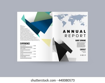 Geometric Cover Background, Brochure Template Layout for Annual Report or Magazine Design. A4 Booklet. Triangular or Polygonal Structures. Vector Illustration