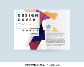 Geometric Cover Background, Brochure Template Layout for Annual Report or Magazine Design. A4 Booklet. Triangular or Polygonal Structures. Vector Illustration