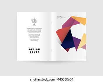 Geometric Cover Background, Brochure Template Layout for Annual Report or Magazine Design. A4 Booklet. Triangular or Polygonal Structures. Vector Illustration