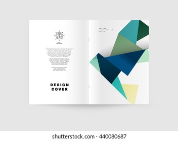 Geometric Cover Background, Brochure Template Layout for Annual Report or Magazine Design. A4 Booklet. Triangular or Polygonal Structures. Vector Illustration