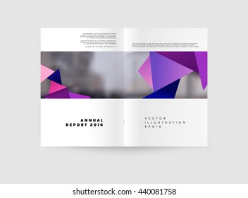 Fondo de la cubierta geométrica, Diseño de la plantilla de folleto para el informe anual o el diseño de la revista. Folleto A4. Estructuras triangulares o poligonales. Ilustración vectorial