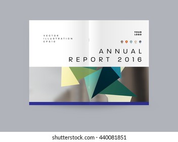 Geometric Cover Background, Brochure Template Layout for Annual Report or Magazine Design. A4 Booklet. Triangular or Polygonal Structures. Vector Illustration