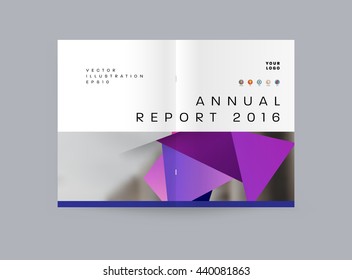 Geometric Cover Background, Brochure Template Layout for Annual Report or Magazine Design. A4 Booklet. Triangular or Polygonal Structures. Vector Illustration