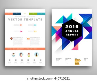 Geometric Cover Background, Brochure Template Layout for Annual Report or Magazine Design. A4 Booklet. Triangular or Polygonal Structures. Vector Illustration.