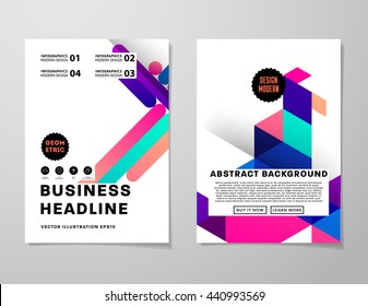 Geometric Cover Background, Brochure Template Layout for Annual Report or Magazine Design. A4 Booklet. Triangular or Polygonal Structures. Vector Illustration.