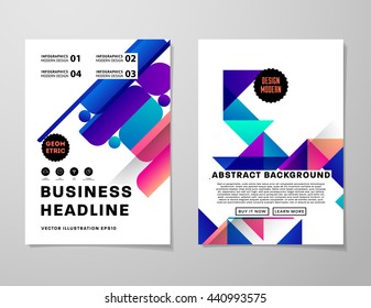 Geometric Cover Background, Brochure Template Layout for Annual Report or Magazine Design. A4 Booklet. Triangular or Polygonal Structures. Vector Illustration.