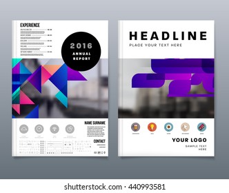 Geometric Cover Background, Brochure Template Layout for Annual Report or Magazine Design. A4 Booklet. Triangular or Polygonal Structures. Vector Illustration.