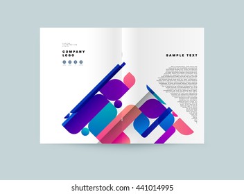 Geometric Cover Background, Brochure Template Layout for Annual Report or Magazine Design. A4 Booklet. Triangular or Polygonal Structures. Vector Illustration.