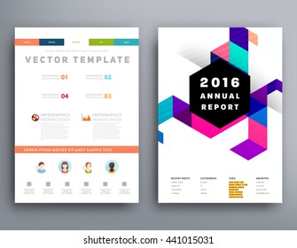 Geometric Cover Background, Brochure Template Layout for Annual Report or Magazine Design. A4 Booklet. Triangular or Polygonal Structures. Vector Illustration.
