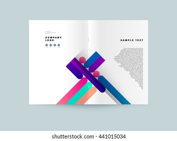Geometric Cover Background, Brochure Template Layout for Annual Report or Magazine Design. A4 Booklet. Triangular or Polygonal Structures. Vector Illustration.