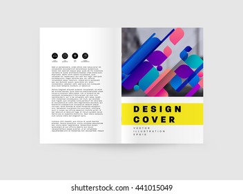Geometric Cover Background, Brochure Template Layout for Annual Report or Magazine Design. A4 Booklet. Triangular or Polygonal Structures. Vector Illustration.