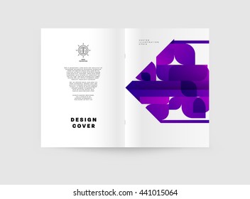 Geometric Cover Background, Brochure Template Layout for Annual Report or Magazine Design. A4 Booklet. Triangular or Polygonal Structures. Vector Illustration.