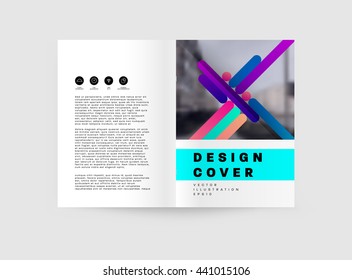 Geometric Cover Background, Brochure Template Layout for Annual Report or Magazine Design. A4 Booklet. Triangular or Polygonal Structures. Vector Illustration.