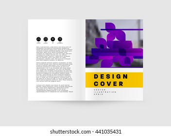 Geometric Cover Background, Brochure Template Layout for Annual Report or Magazine Design. A4 Booklet. Triangular or Polygonal Structures. Vector Illustration.