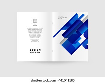 Geometric Cover Background, Brochure Template Layout for Annual Report or Magazine Design. A4 Booklet. Triangular or Polygonal Structures. Vector Illustration.