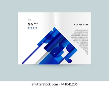 Geometric Cover Background, Brochure Template Layout for Annual Report or Magazine Design. A4 Booklet. Triangular or Polygonal Structures. Vector Illustration.