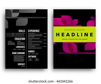 Geometric Cover Background, Brochure Template Layout for Annual Report or Magazine Design. A4 Booklet. Triangular or Polygonal Structures. Vector Illustration.