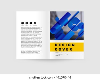 Geometric Cover Background, Brochure Template Layout for Annual Report or Magazine Design. A4 Booklet. Triangular or Polygonal Structures. Vector Illustration.