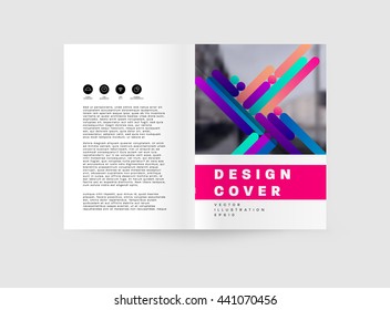 Geometric Cover Background, Brochure Template Layout for Annual Report or Magazine Design. A4 Booklet. Triangular or Polygonal Structures. Vector Illustration.
