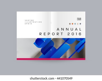 Geometric Cover Background, Brochure Template Layout for Annual Report or Magazine Design. A4 Booklet. Triangular or Polygonal Structures. Vector Illustration.