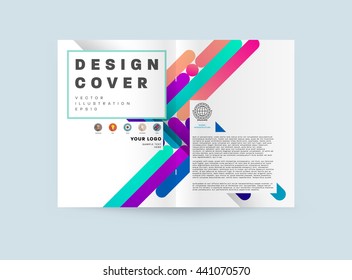 Geometric Cover Background, Brochure Template Layout for Annual Report or Magazine Design. A4 Booklet. Triangular or Polygonal Structures. Vector Illustration.