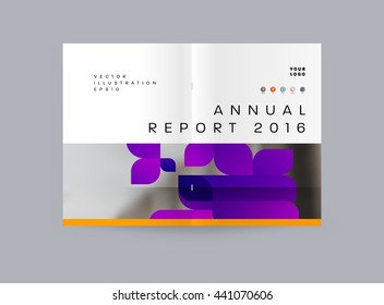Geometric Cover Background, Brochure Template Layout for Annual Report or Magazine Design. A4 Booklet. Triangular or Polygonal Structures. Vector Illustration.
