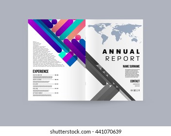 Geometric Cover Background, Brochure Template Layout for Annual Report or Magazine Design. A4 Booklet. Triangular or Polygonal Structures. Vector Illustration.