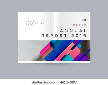 Geometric Cover Background, Brochure Template Layout for Annual Report or Magazine Design. A4 Booklet. Triangular or Polygonal Structures. Vector Illustration.