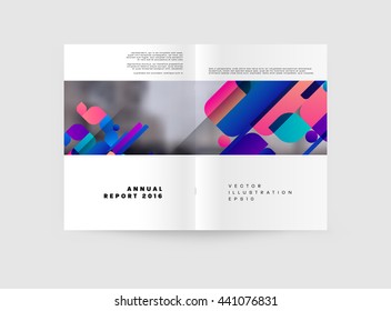 Geometric Cover Background, Brochure Template Layout for Annual Report or Magazine Design. A4 Booklet. Triangular or Polygonal Structures. Vector Illustration.