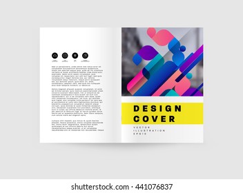 Geometric Cover Background, Brochure Template Layout for Annual Report or Magazine Design. A4 Booklet. Triangular or Polygonal Structures. Vector Illustration.