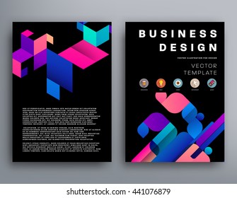 Geometric Cover Background, Brochure Template Layout for Annual Report or Magazine Design. A4 Booklet. Triangular or Polygonal Structures. Vector Illustration.