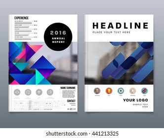 Geometric Cover Background, Brochure Template Layout for Annual Report or Magazine Design. A4 Booklet. Triangular or Polygonal Structures. Vector Illustration.