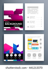 Geometric Cover Background, Brochure Template Layout for Annual Report or Magazine Design. A4 Booklet. Triangular or Polygonal Structures. Vector Illustration.