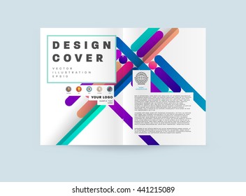 Geometric Cover Background, Brochure Template Layout for Annual Report or Magazine Design. A4 Booklet. Triangular or Polygonal Structures. Vector Illustration.