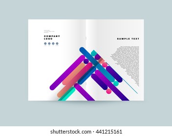 Geometric Cover Background, Brochure Template Layout for Annual Report or Magazine Design. A4 Booklet. Triangular or Polygonal Structures. Vector Illustration.