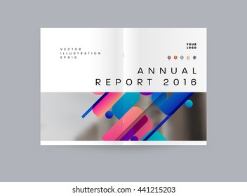 Geometric Cover Background, Brochure Template Layout for Annual Report or Magazine Design. A4 Booklet. Triangular or Polygonal Structures. Vector Illustration.