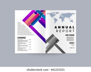 Geometric Cover Background, Brochure Template Layout for Annual Report or Magazine Design. A4 Booklet. Triangular or Polygonal Structures. Vector Illustration.