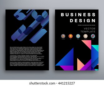 Geometric Cover Background, Brochure Template Layout for Annual Report or Magazine Design. A4 Booklet. Triangular or Polygonal Structures. Vector Illustration.