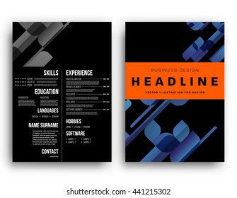 Geometric Cover Background, Brochure Template Layout for Annual Report or Magazine Design. A4 Booklet. Triangular or Polygonal Structures. Vector Illustration.