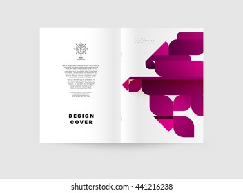 Geometric Cover Background, Brochure Template Layout for Annual Report or Magazine Design. A4 Booklet. Triangular or Polygonal Structures. Vector Illustration.
