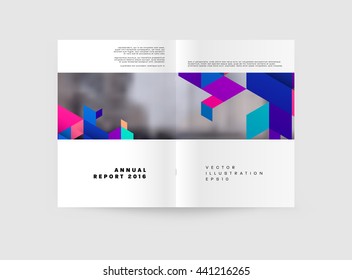 Geometric Cover Background, Brochure Template Layout for Annual Report or Magazine Design. A4 Booklet. Triangular or Polygonal Structures. Vector Illustration.