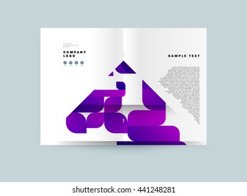 Geometric Cover Background, Brochure Template Layout for Annual Report or Magazine Design. A4 Booklet. Triangular or Polygonal Structures. Vector Illustration.