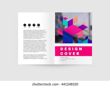 Geometric Cover Background, Brochure Template Layout for Annual Report or Magazine Design. A4 Booklet. Triangular or Polygonal Structures. Vector Illustration.