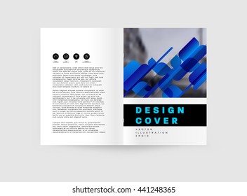 Geometric Cover Background, Brochure Template Layout for Annual Report or Magazine Design. A4 Booklet. Triangular or Polygonal Structures. Vector Illustration.