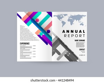 Geometric Cover Background, Brochure Template Layout for Annual Report or Magazine Design. A4 Booklet. Triangular or Polygonal Structures. Vector Illustration.