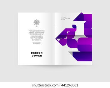 Geometric Cover Background, Brochure Template Layout for Annual Report or Magazine Design. A4 Booklet. Triangular or Polygonal Structures. Vector Illustration.