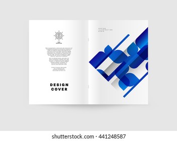 Geometric Cover Background, Brochure Template Layout for Annual Report or Magazine Design. A4 Booklet. Triangular or Polygonal Structures. Vector Illustration.