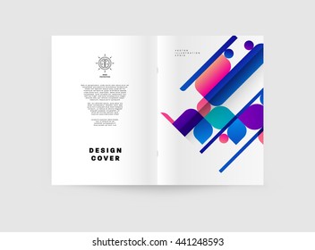 Geometric Cover Background, Brochure Template Layout for Annual Report or Magazine Design. A4 Booklet. Triangular or Polygonal Structures. Vector Illustration.