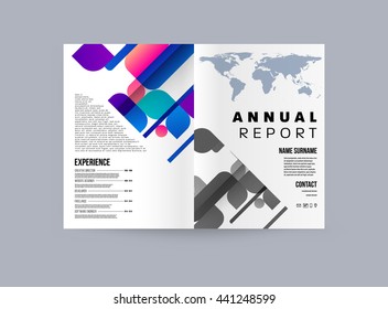Geometric Cover Background, Brochure Template Layout for Annual Report or Magazine Design. A4 Booklet. Triangular or Polygonal Structures. Vector Illustration.