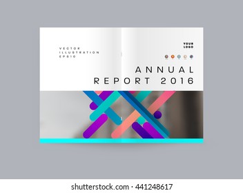 Geometric Cover Background, Brochure Template Layout for Annual Report or Magazine Design. A4 Booklet. Triangular or Polygonal Structures. Vector Illustration.